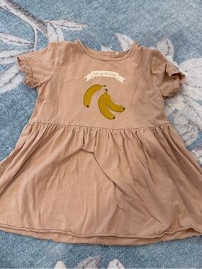 Kids Banana Graphic Dress - Beige